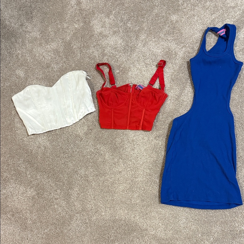 Edikted Red, White, and Blue Tops/ Dress Bundle